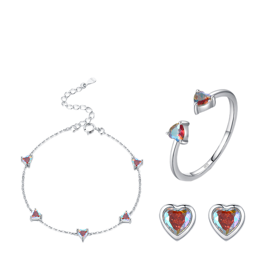 925 Sterling Silver Heart Jewelry Collection – Adjustable Ring, Stud Earrings & Bracelet by Cherished Harbor Gifts by TED