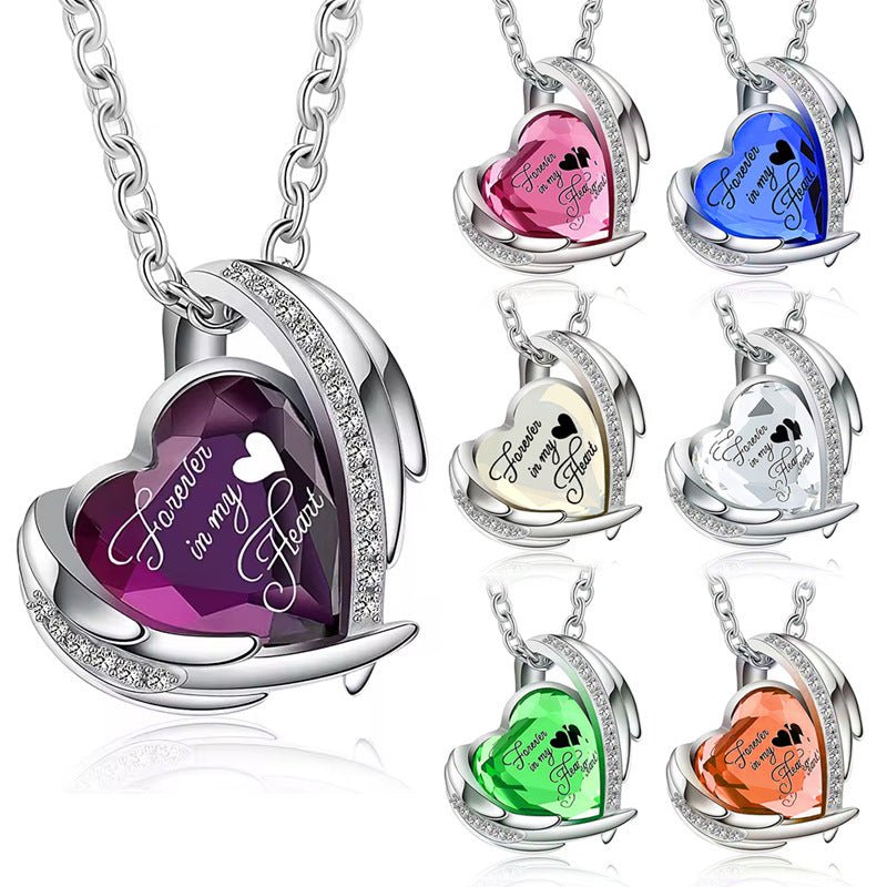 Heart Memorial Birthstone Necklace - Cherished Harbor Gifts