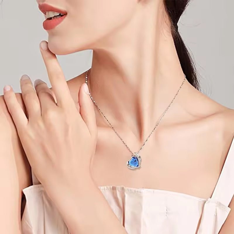 Heart Memorial Birthstone Necklace - Cherished Harbor Gifts