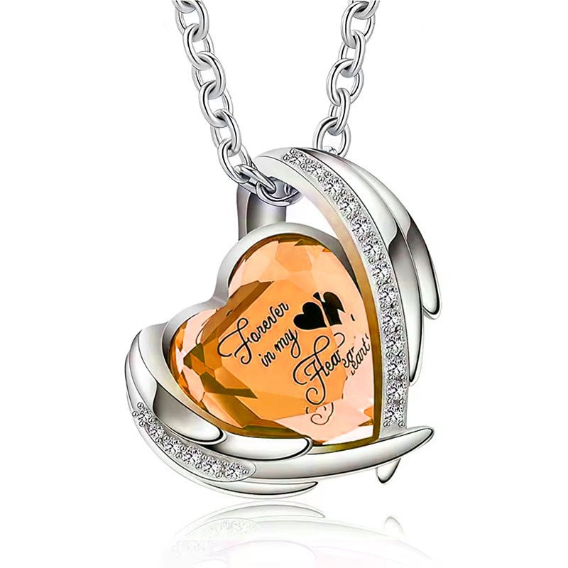 Heart Memorial Birthstone Necklace - Cherished Harbor Gifts