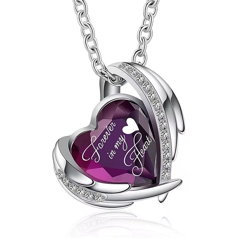 Heart Memorial Birthstone Necklace - Cherished Harbor Gifts
