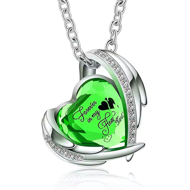 Heart Memorial Birthstone Necklace - Cherished Harbor Gifts