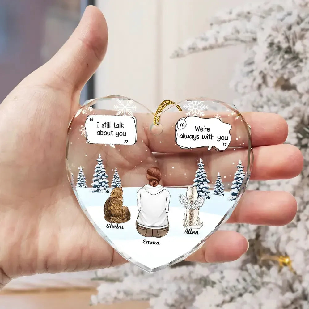 Custom Dog Memorial Ornament - Heart Shaped Glass Gift by Inkedjoy