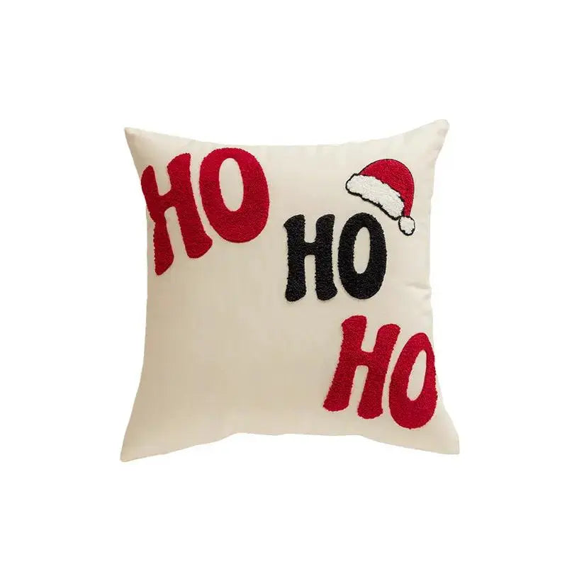 Christmas Embroidered Pillow Cover 18x18 | Santa, Reindeer & HOHOHO Holiday Cushion Cover by Cherished Harbor Gifts by EPR