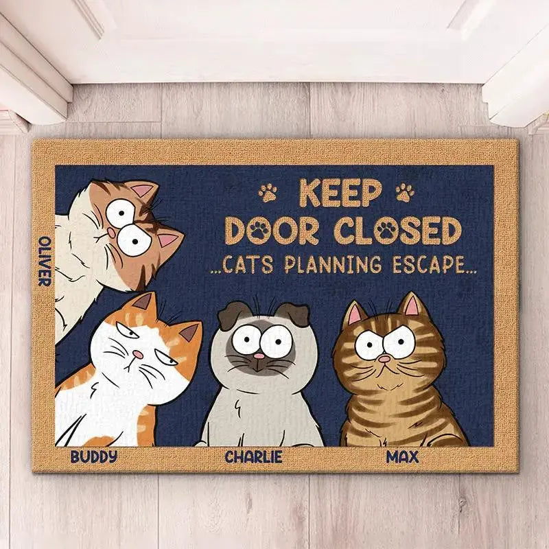 Personalized Cat Welcome Mat for Cat Lovers and Home Decor by Inkedjoy