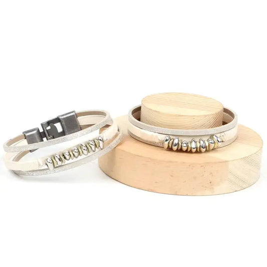 Unisex Multi-Layer Leather Bracelet | Hand-Woven Geometric Casual Wristband by TED