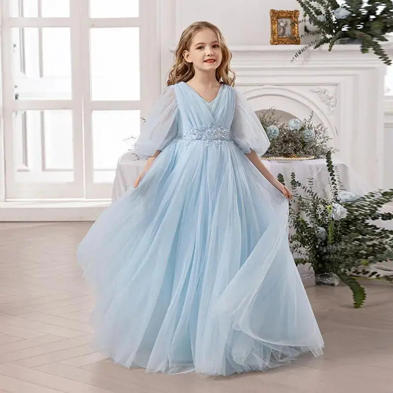 Fluffy Wedding Dress for Girls - Long Princess Party Gown by TED