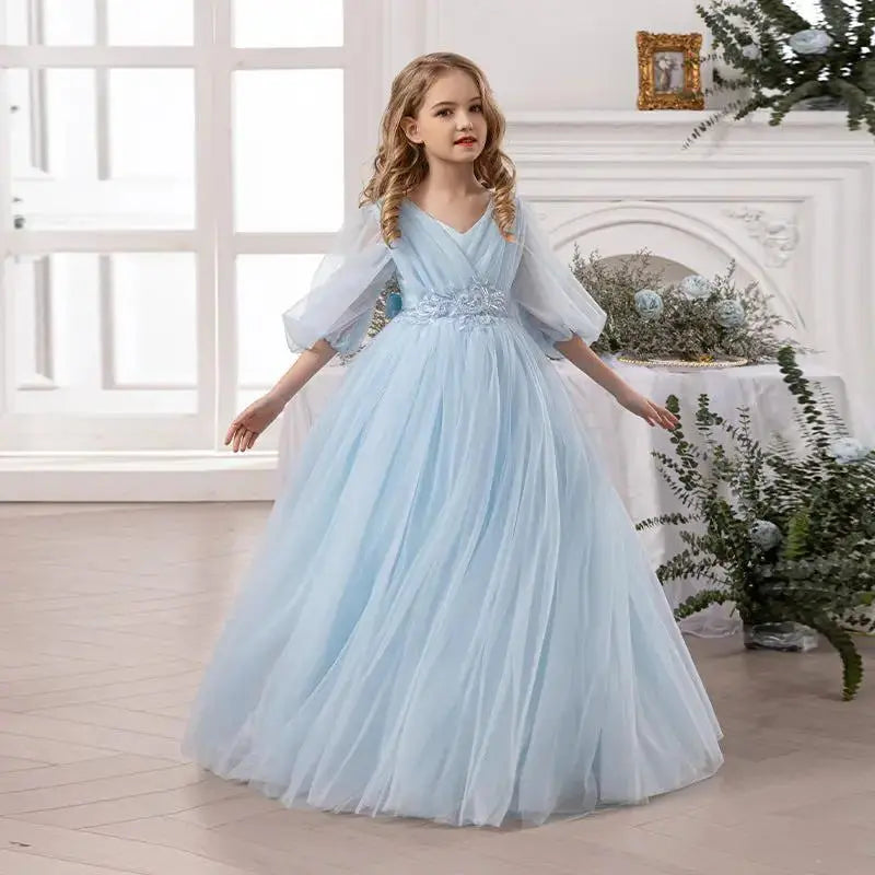 Fluffy Wedding Dress for Girls - Long Princess Party Gown by TED