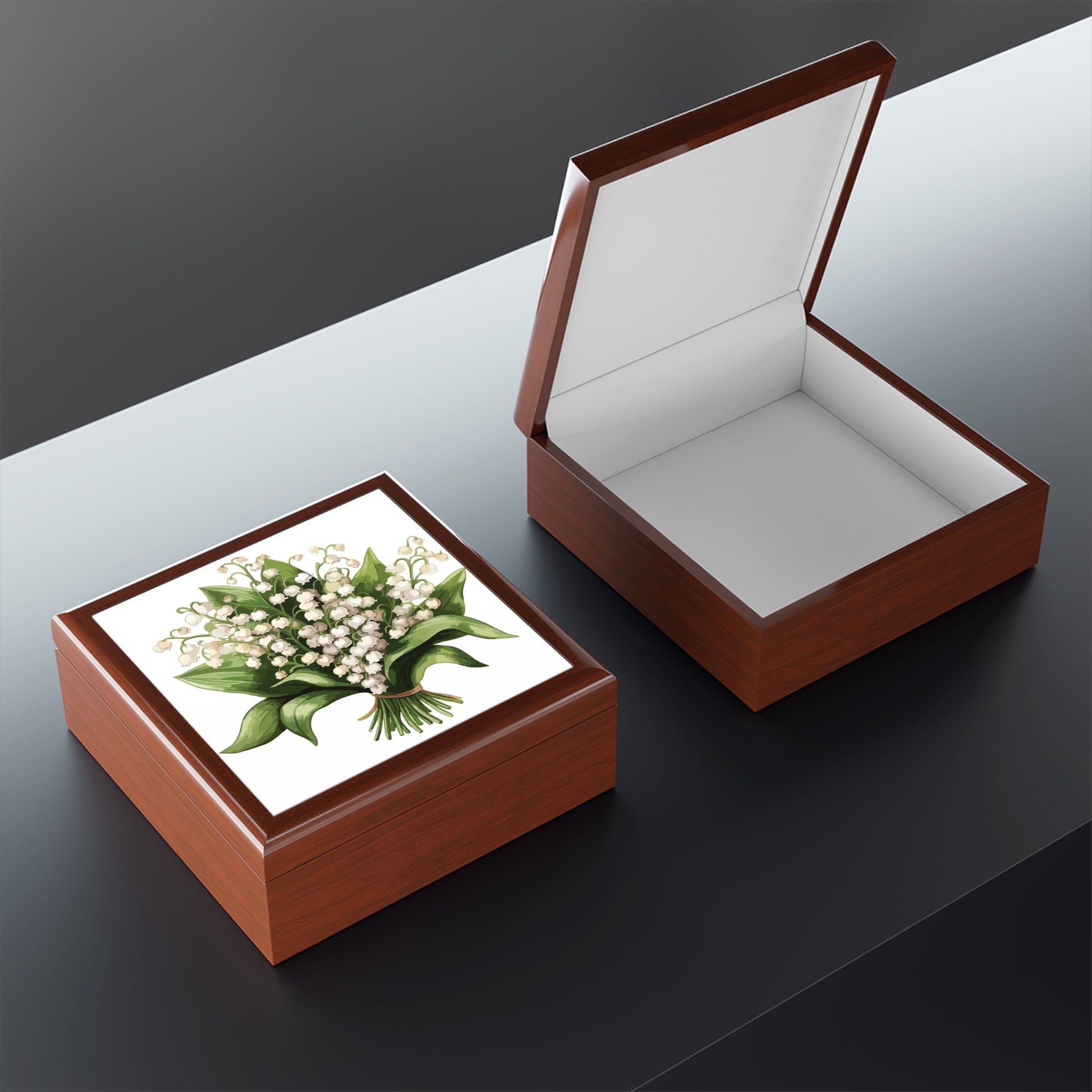 Lily of the Valley Floral Jewelry Box — Elegant Keepsake Gift - Cherished Harbor Gifts