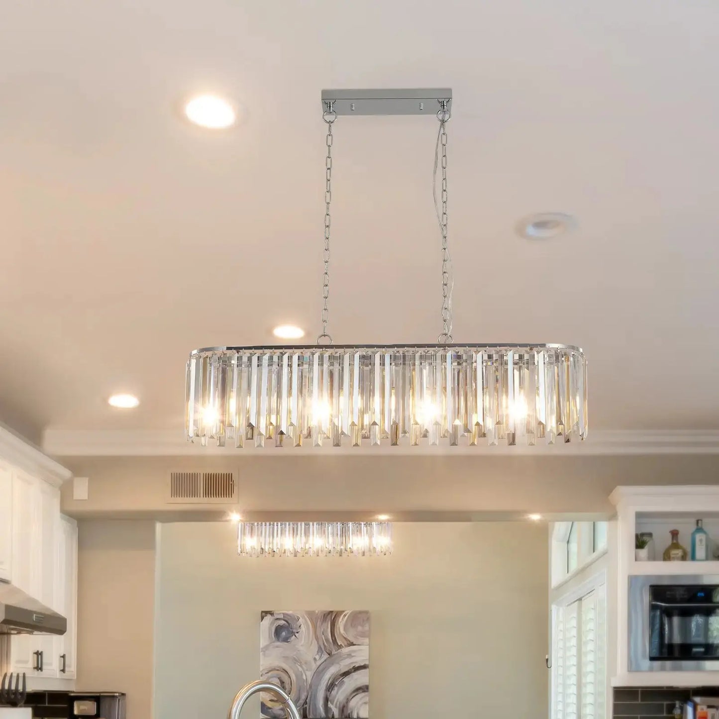 Modern Oval K9 Crystal Chandelier | Luxury 39.4" Ceiling Light Fixture by Cherished Harbor Gifts by EPR