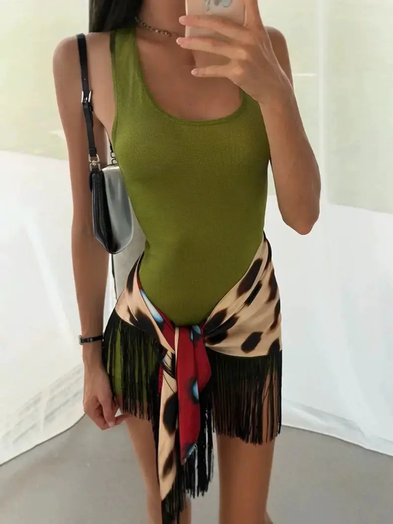 Trendy Animal Print Wrap Skirt for Summer Beach Fashion by TED