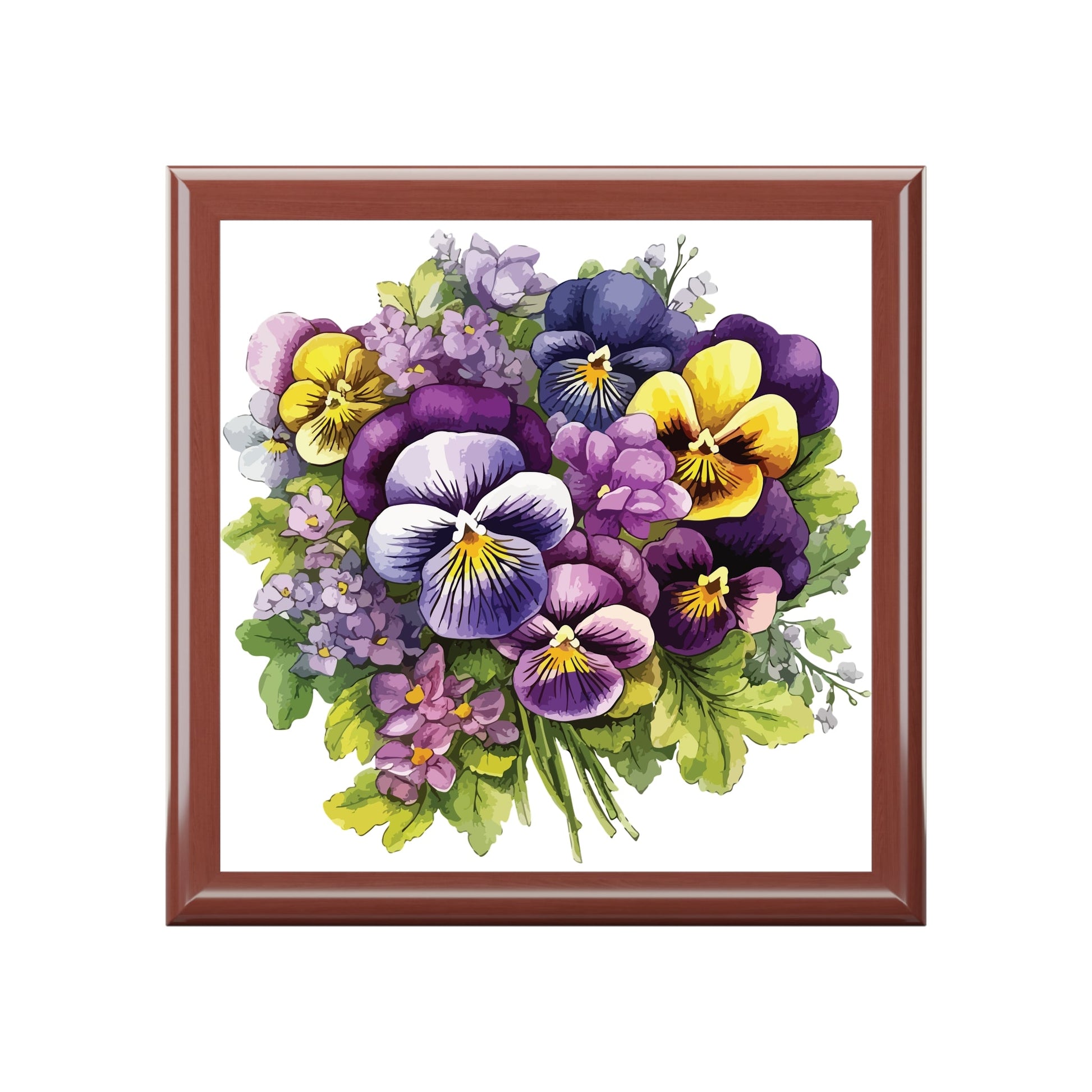 Pansy Bouquet Jewelry Box – Floral Keepsake Trinket Box - Cherished Harbor Gifts