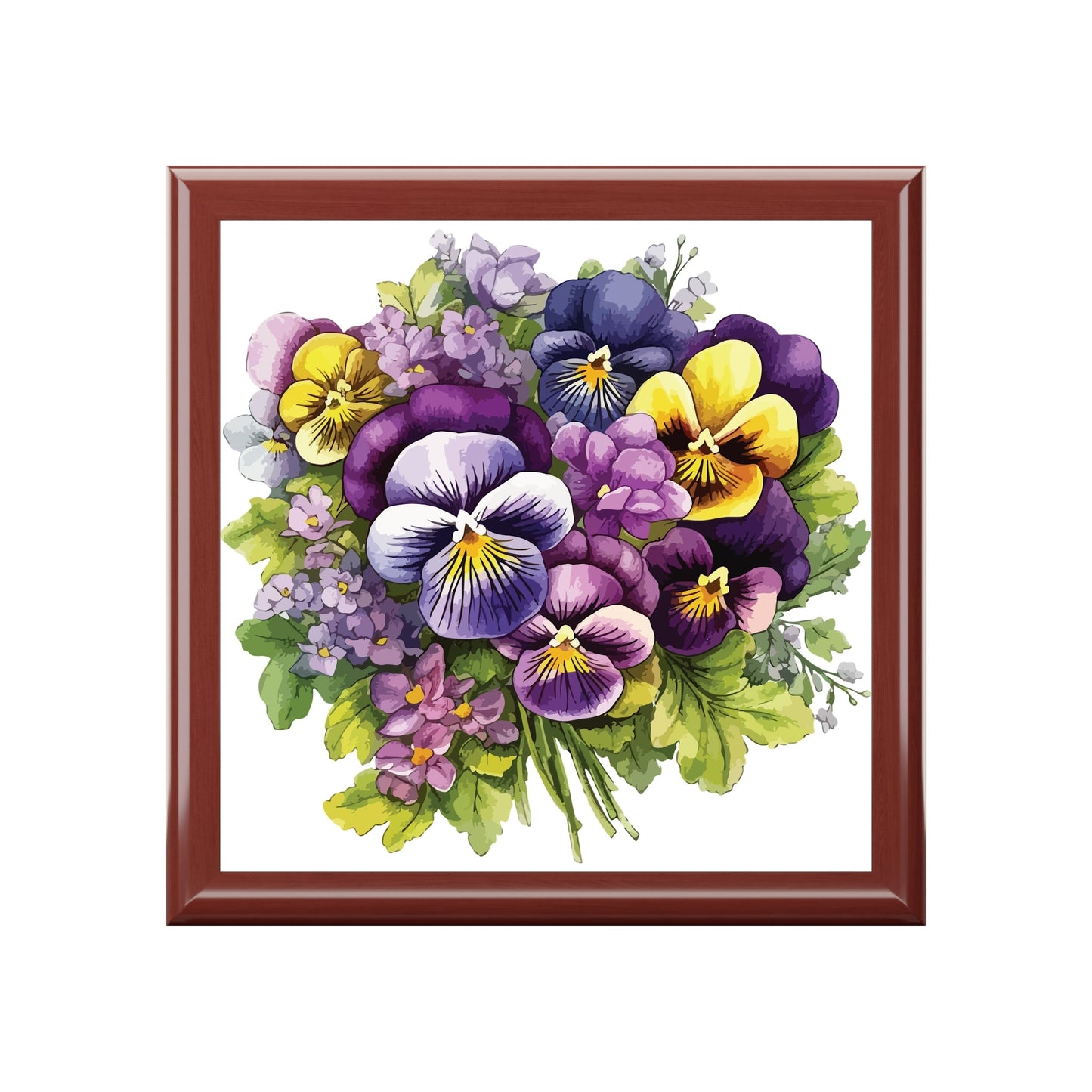 Pansy Bouquet Jewelry Box – Floral Keepsake Trinket Box - Cherished Harbor Gifts