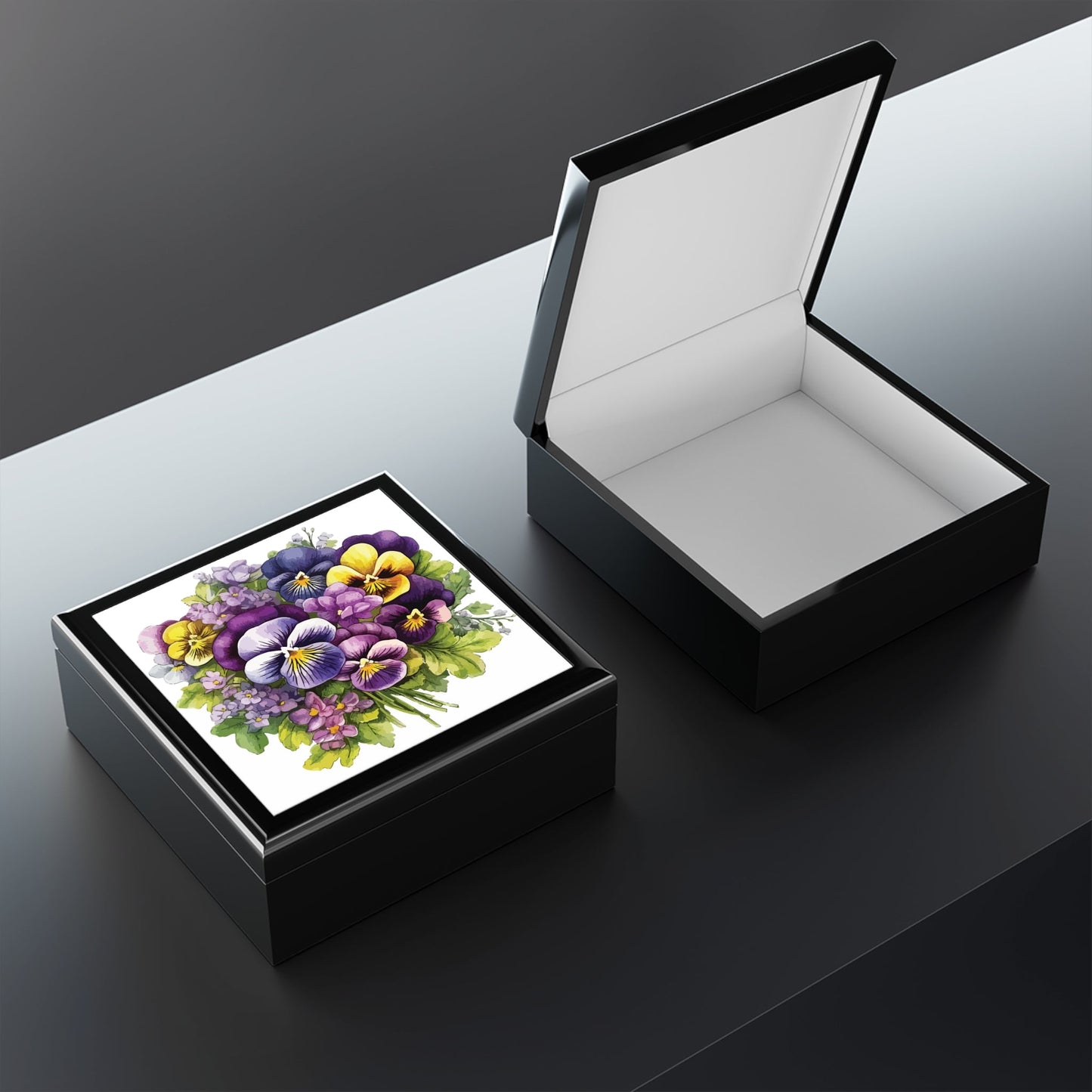 Pansy Bouquet Jewelry Box – Floral Keepsake Trinket Box - Cherished Harbor Gifts