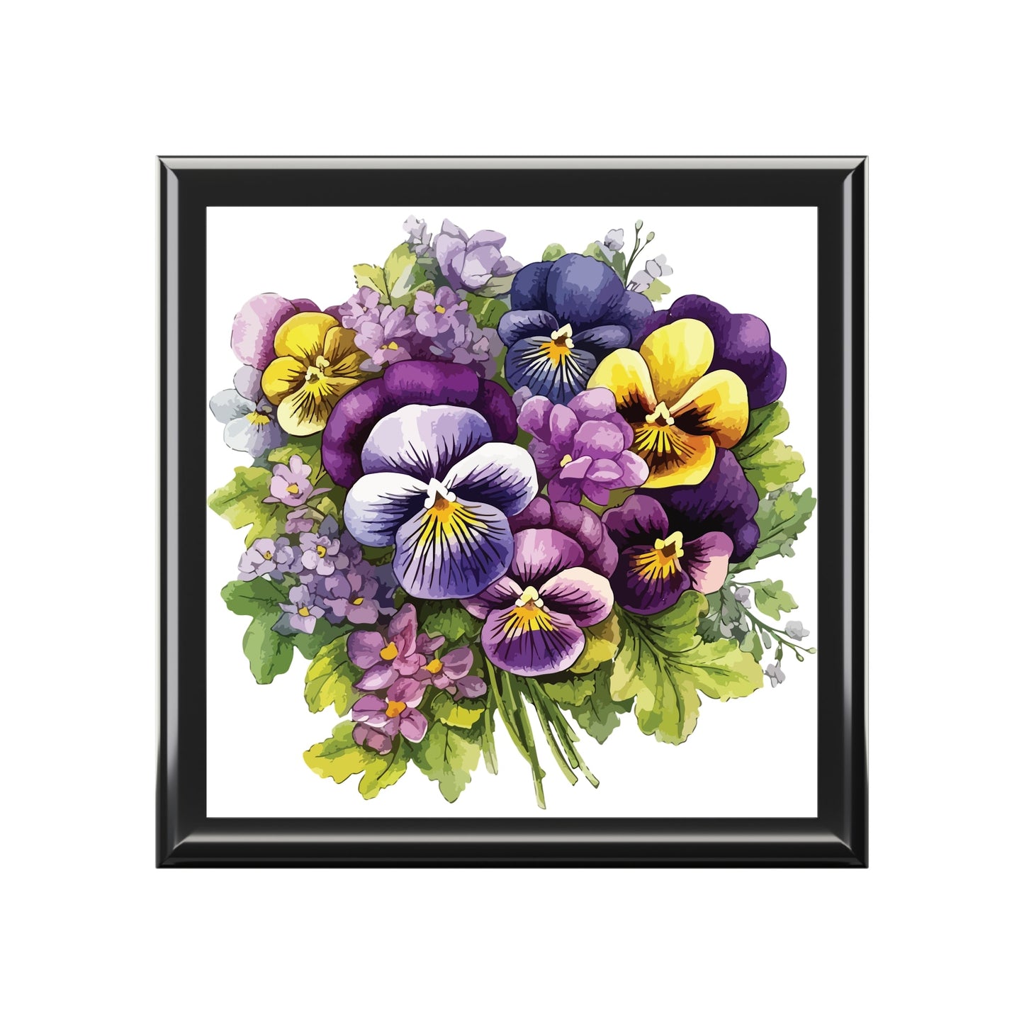 Pansy Bouquet Jewelry Box – Floral Keepsake Trinket Box - Cherished Harbor Gifts