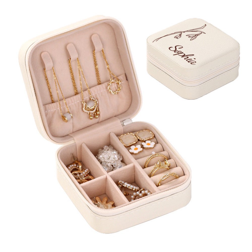 Personalized Birth Flower Travel Jewelry Box Gift - Cherished Harbor Gifts