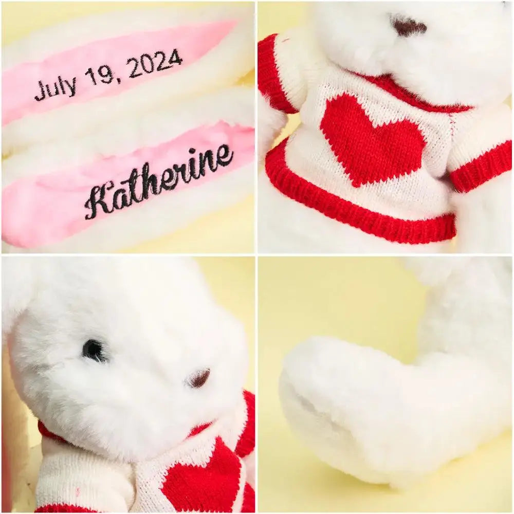 Custom Embroidered Bunny Gift - Personalized Plush Toy by Inkedjoy