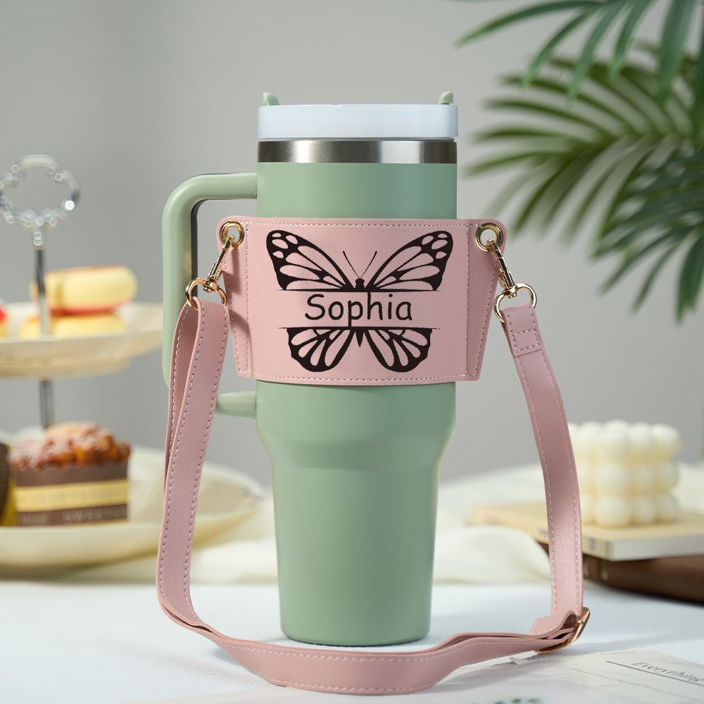 Personalized Butterfly 40oz Tumbler Carrier Bag - Cherished Harbor Gifts