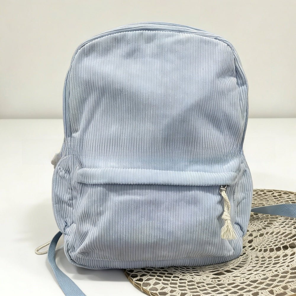 Personalized Corduroy Embroidered School Backpack - Cherished Harbor Gifts