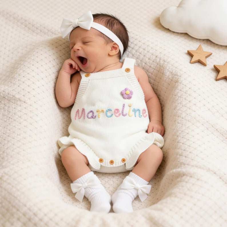 Personalized Cotton Baby Suspender Romper Outfit - Cherished Harbor Gifts
