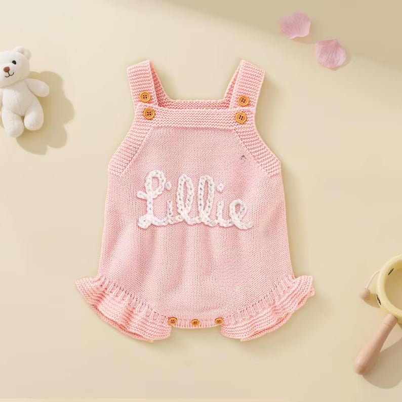 Personalized Cotton Baby Suspender Romper Outfit - Cherished Harbor Gifts