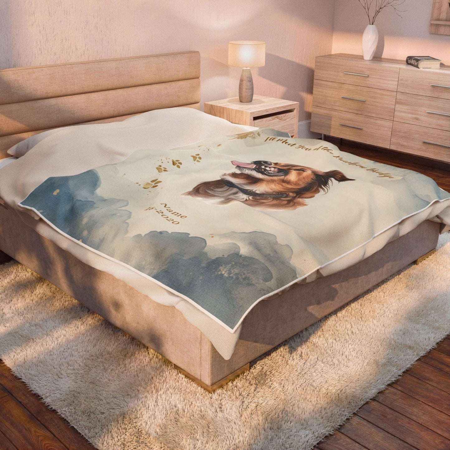 Personalized Dog Memorial Blanket | Custom Pet Photo Gift - Cherished Harbor Gifts
