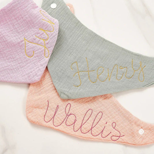 Personalized Embroidered Baby Cotton Drool Bib - Cherished Harbor Gifts