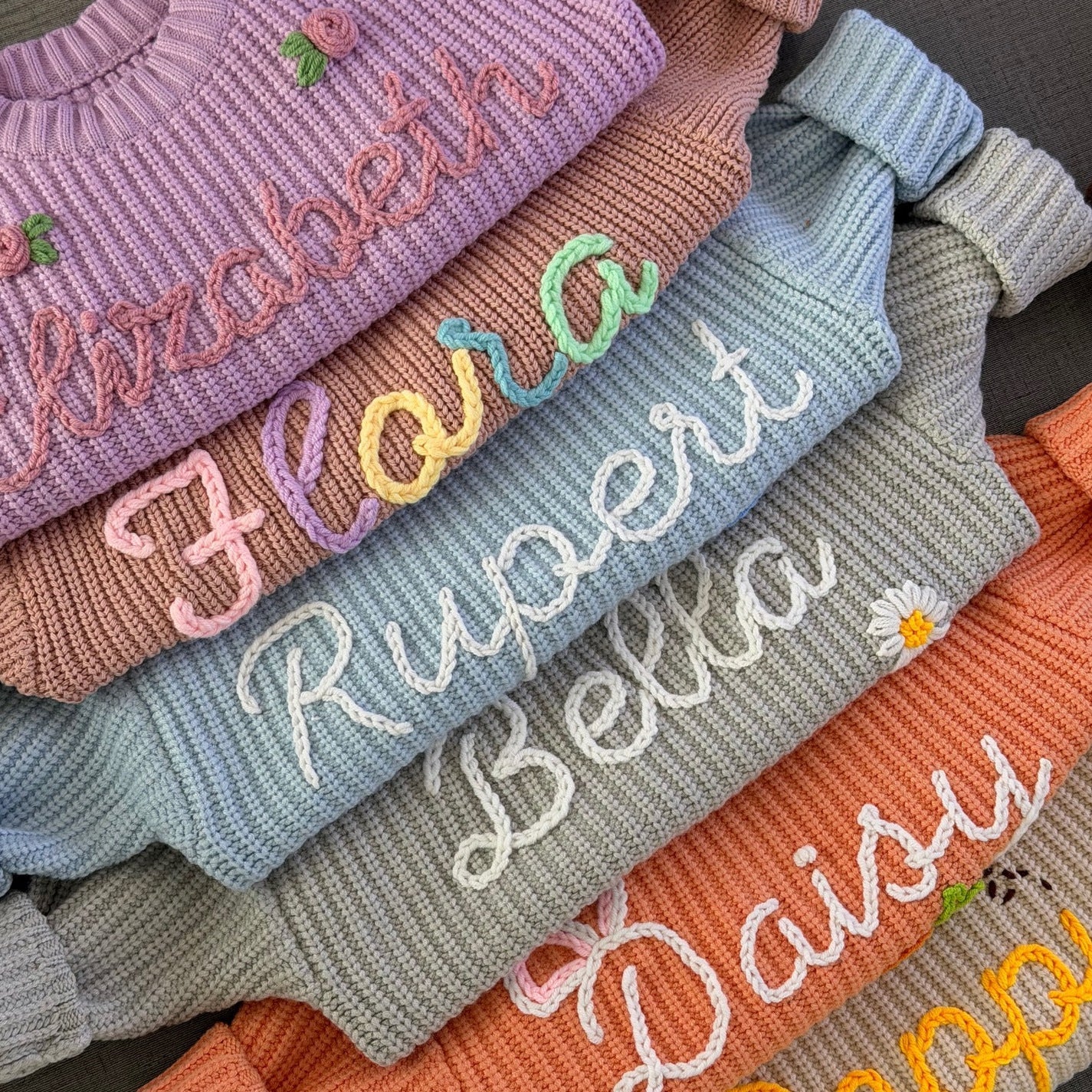 Personalized Hand Knitted Baby Sweater Soft Cotton Pullover - Cherished Harbor Gifts