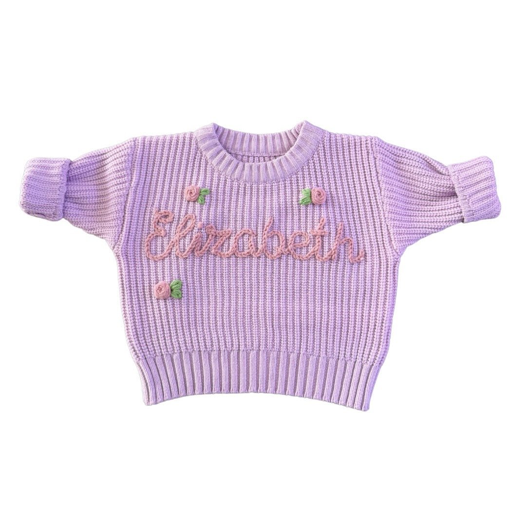 Personalized Hand Knitted Baby Sweater Soft Cotton Pullover - Cherished Harbor Gifts