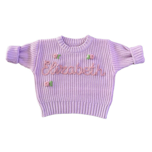 Personalized Hand Knitted Baby Sweater Soft Cotton Pullover - Cherished Harbor Gifts