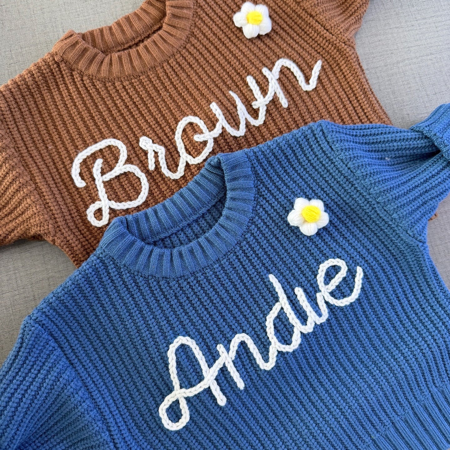 Personalized Hand Knitted Baby Sweater Soft Cotton Pullover - Cherished Harbor Gifts