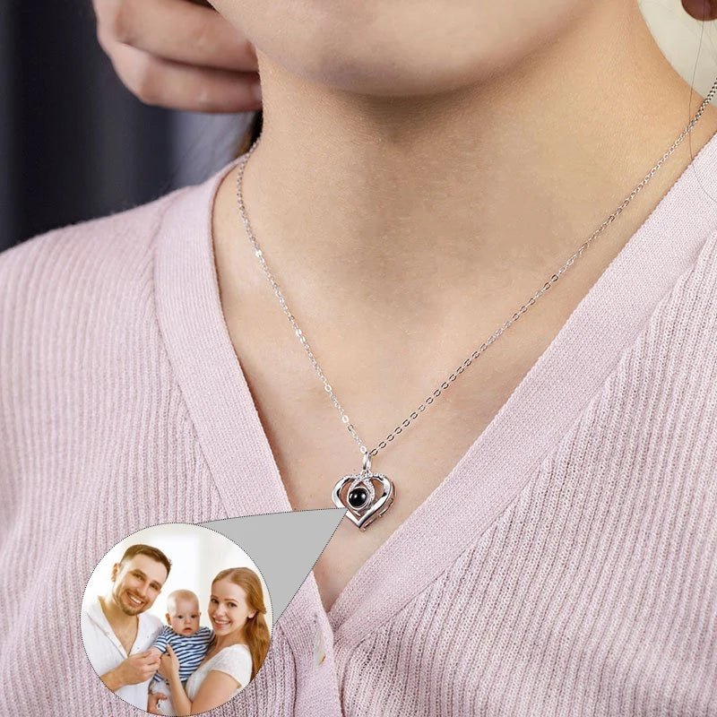 Personalized Heart Photo Projection Necklace for Women - Cherished Harbor Gifts