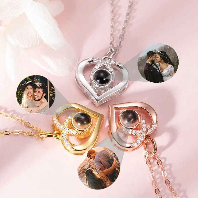 Personalized Heart Photo Projection Necklace for Women - Cherished Harbor Gifts