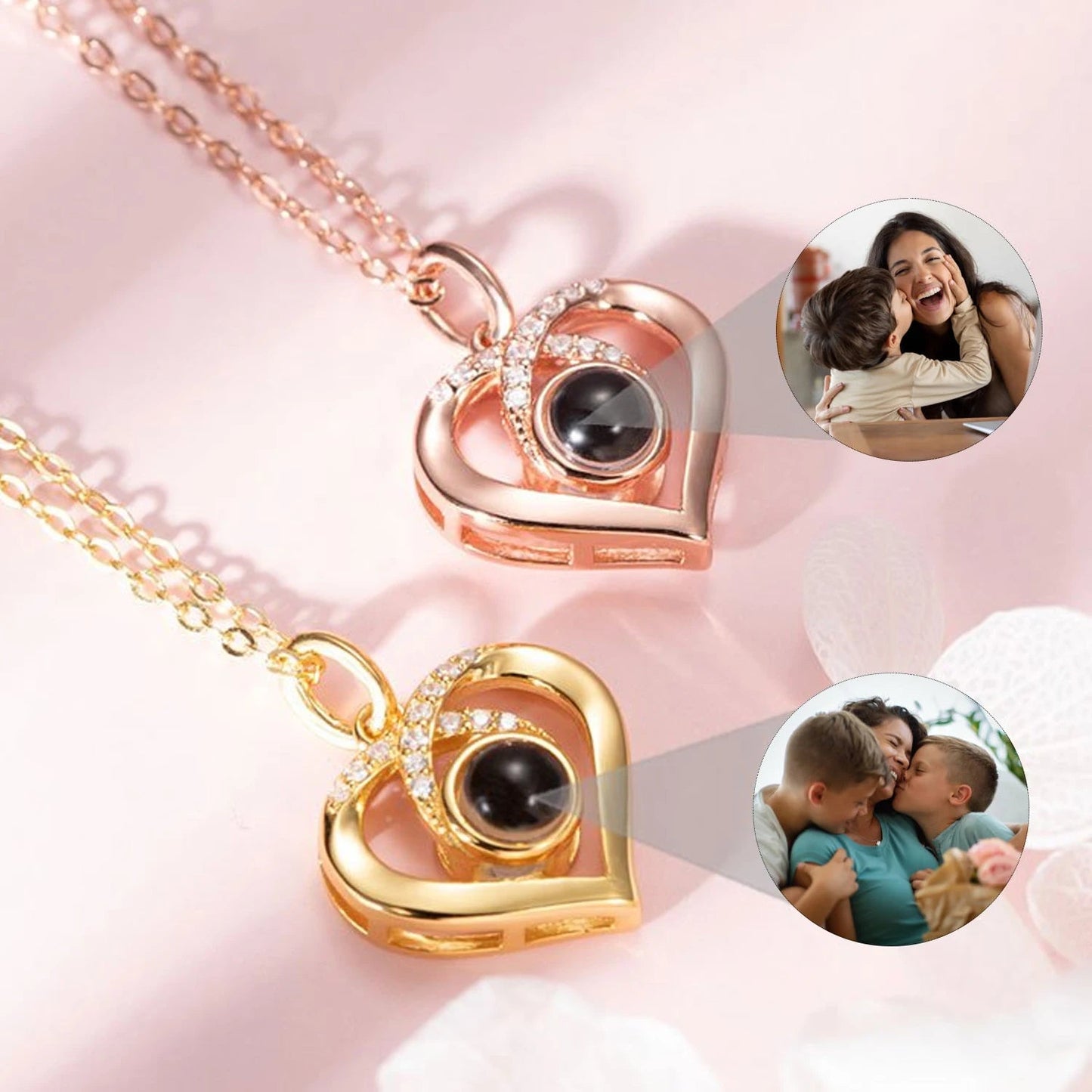 Personalized Heart Photo Projection Necklace for Women - Cherished Harbor Gifts
