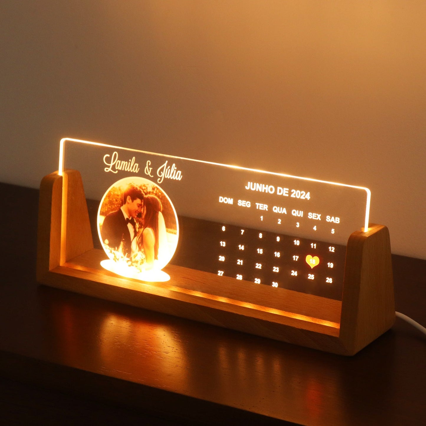 Personalized LED Acrylic Photo Memorial Plaque Night Light - Cherished Harbor Gifts