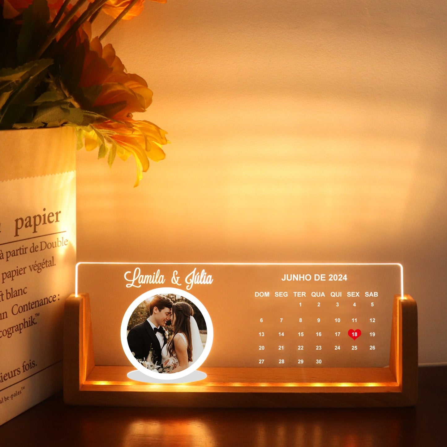 Personalized LED Acrylic Photo Memorial Plaque Night Light - Cherished Harbor Gifts