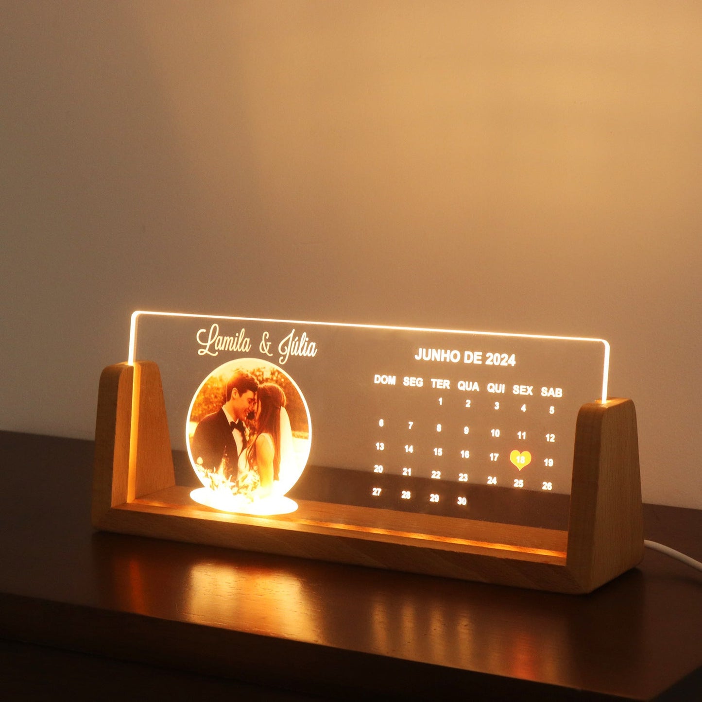 Personalized LED Acrylic Photo Memorial Plaque Night Light - Cherished Harbor Gifts