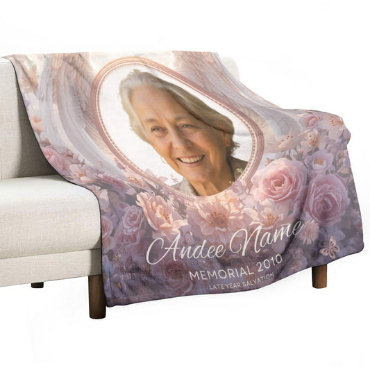 Personalized Memorial Blanket Custom Memory Gift - Cherished Harbor Gifts