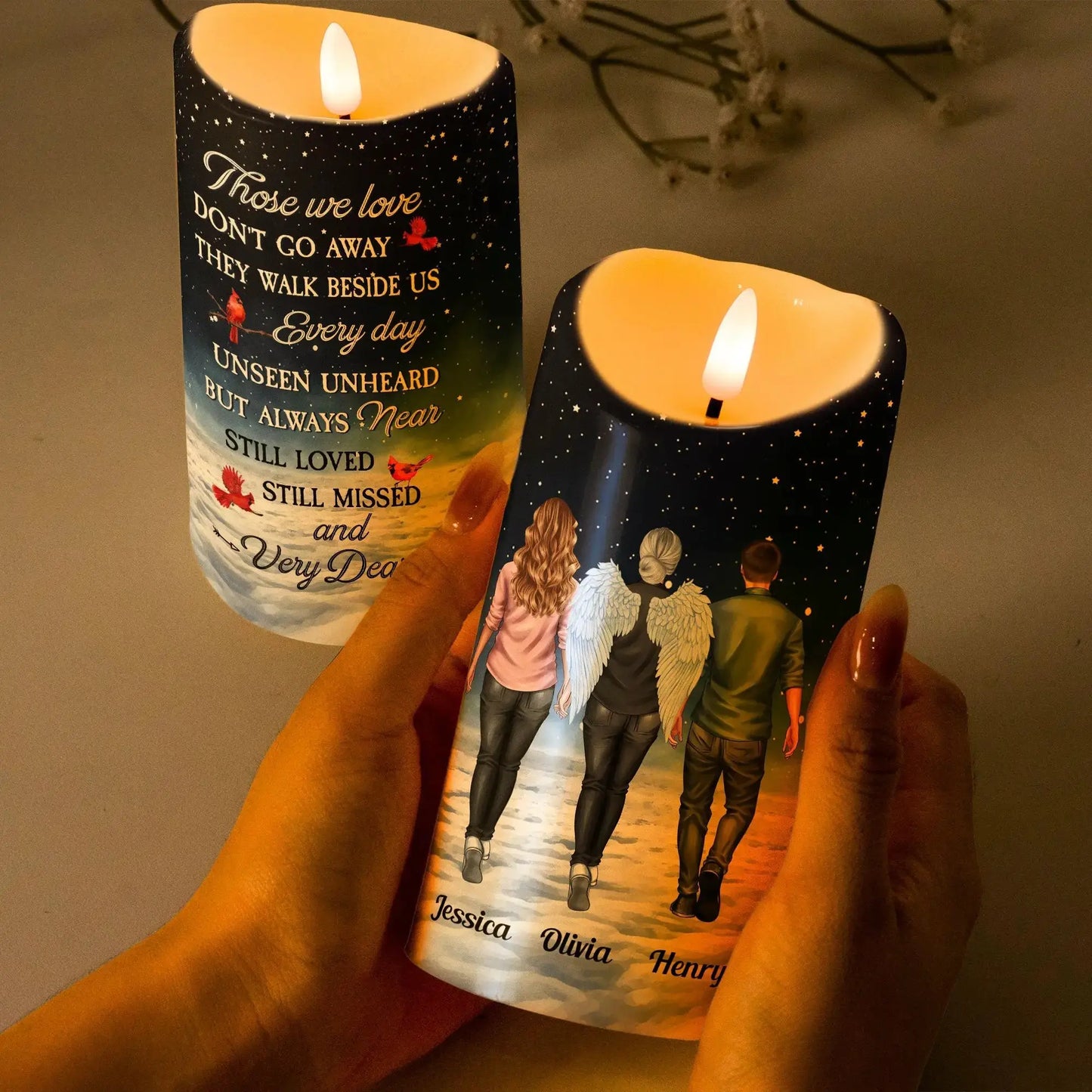Personalized Memorial Candle Those We Love Don't Go Away - Personalized LED Candle by Inkedjoy