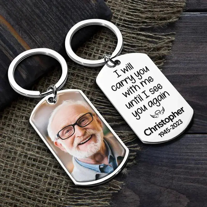 Personalized Memorial Keychain for Cherished Memories by Inkedjoy