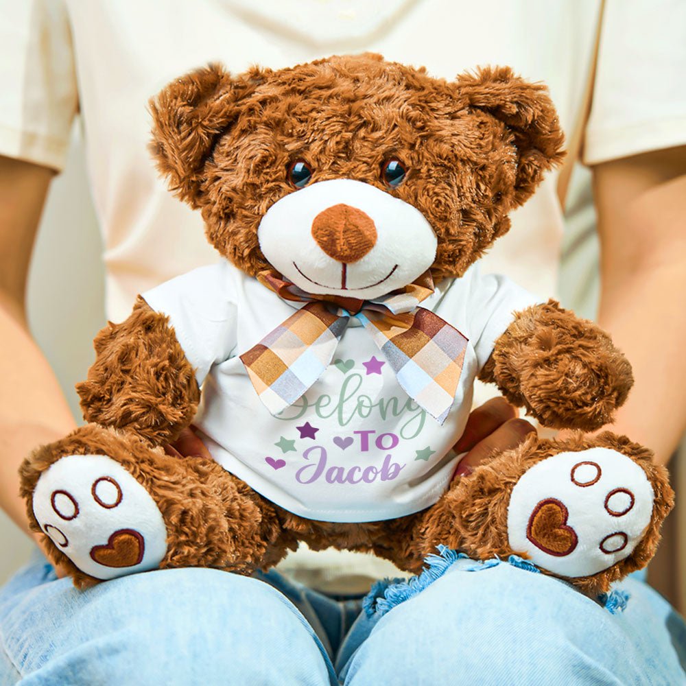 Personalized Teddy Bear Plush Toy With Embroidered Name - Cherished Harbor Gifts
