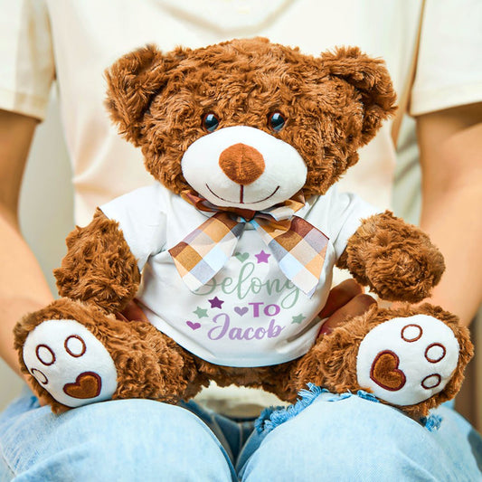 Personalized Teddy Bear Plush Toy With Embroidered Name - Cherished Harbor Gifts