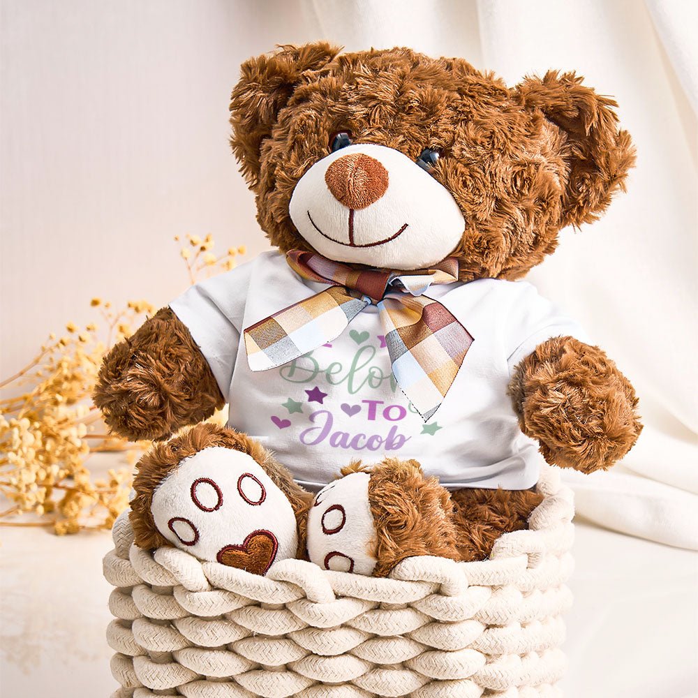 Personalized Teddy Bear Plush Toy With Embroidered Name - Cherished Harbor Gifts