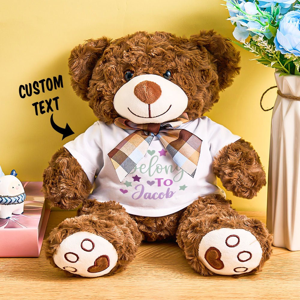 Personalized Teddy Bear Plush Toy With Embroidered Name - Cherished Harbor Gifts