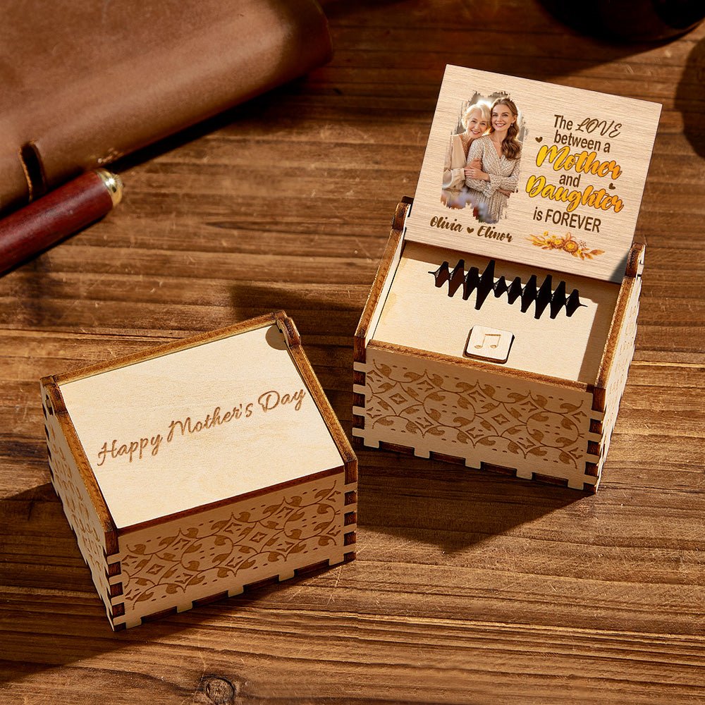 Personalized Wooden Photo Music Box With Voice Recording - Cherished Harbor Gifts
