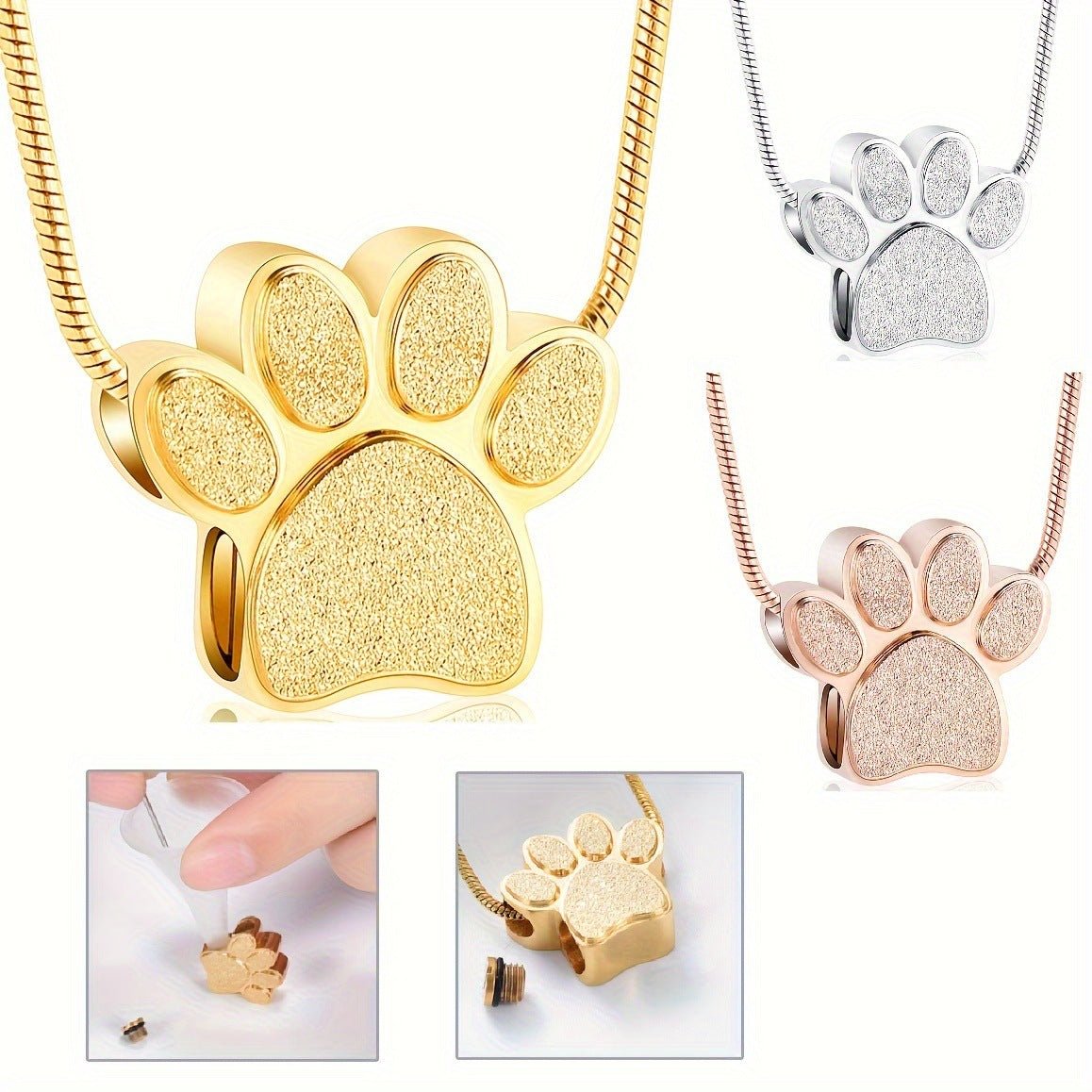 Pet Memorial Ashes Necklace Personalized Keepsake Pendant - Cherished Harbor Gifts