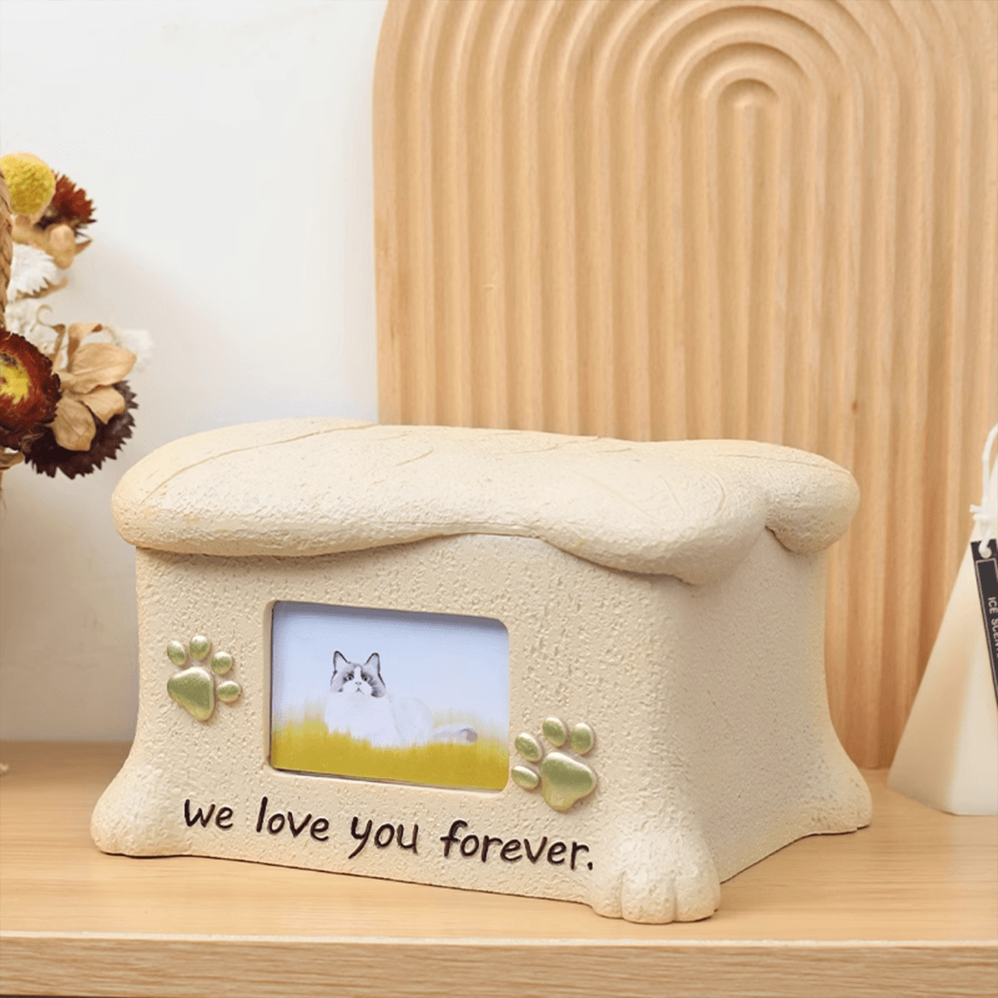 Pet Memorial Urn for Ashes with Photo Frame - Cherished Harbor Gifts