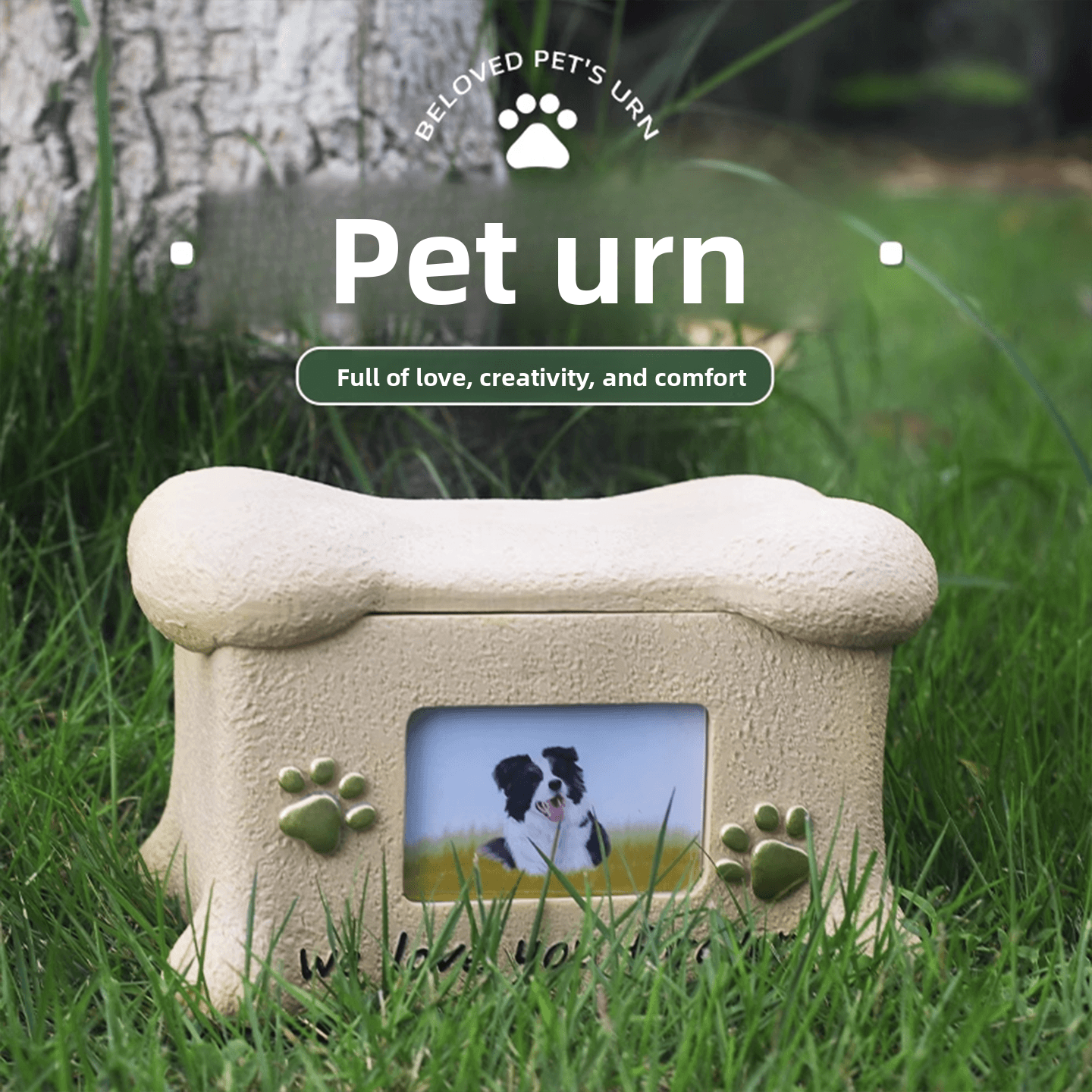 Pet Memorial Urn for Ashes with Photo Frame - Cherished Harbor Gifts