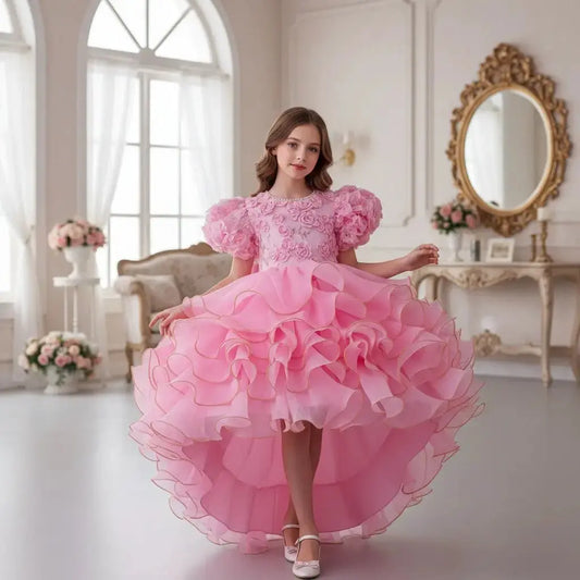 Charming Flower Girl Wedding Dress with 3D Floral Design by TED
