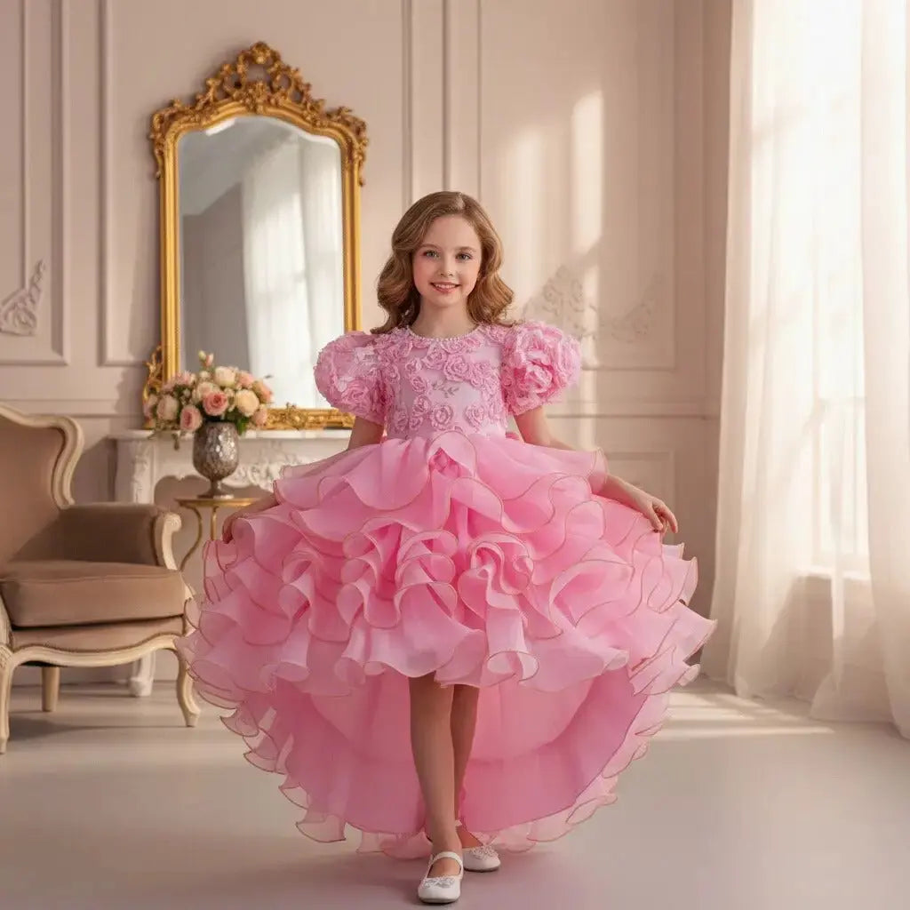 Charming Flower Girl Wedding Dress with 3D Floral Design by TED